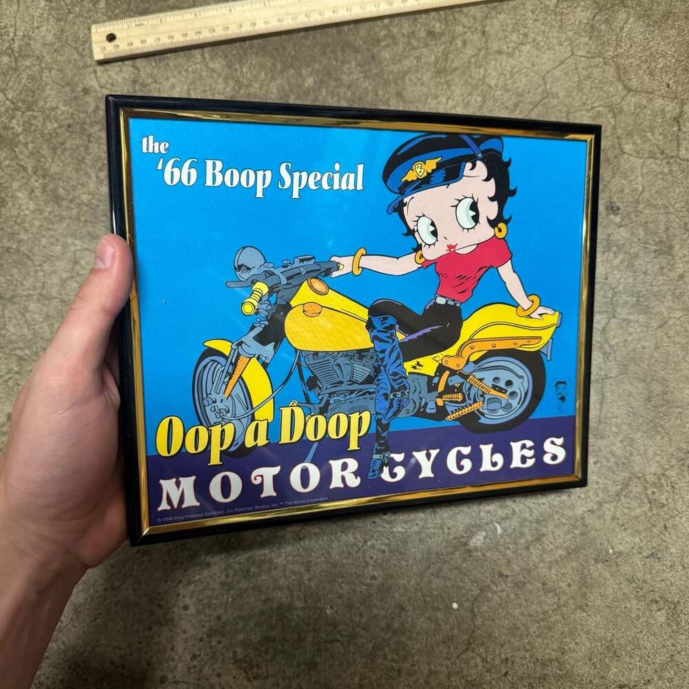 Betty Boop 66 Boop Special Oop a Doop Motorcycles Framed Sign